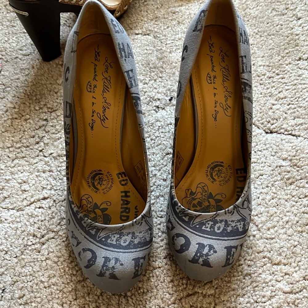Vintage federal reserve print Ed hardy heels the original ed hardy